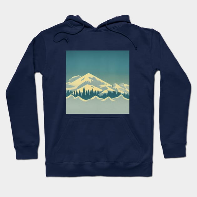 Snowy Mountains Hoodie by Retro Travel Design